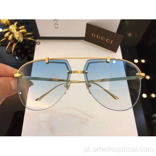 Design de moda Oval Semi-Rimless Sunglasses For Women